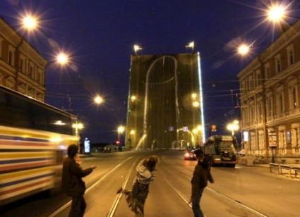 Giant phallus on a drawbridge